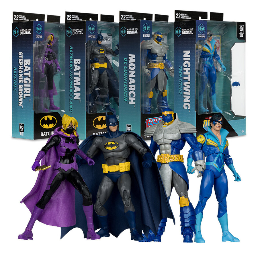 batgirl stephanie brownbatman tierra de nadiemonarca dc countdownnightwing jóvenes titanes paquete de 4 figuras de 7 con coleccionables digitales de mcfarlane toys