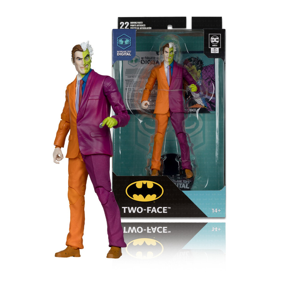 figura de dos caras dc la edad de plata de 7 con coleccionable digital de mcfarlane toys