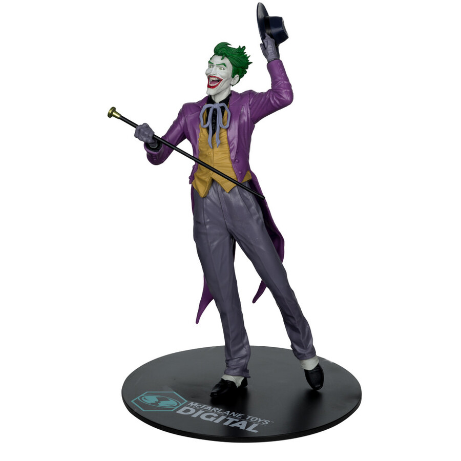 estatua de pvc a escala 16 de el guasón de jason fabok los tres jokers edición autograph con coleccionable digital de mcfarlane toys