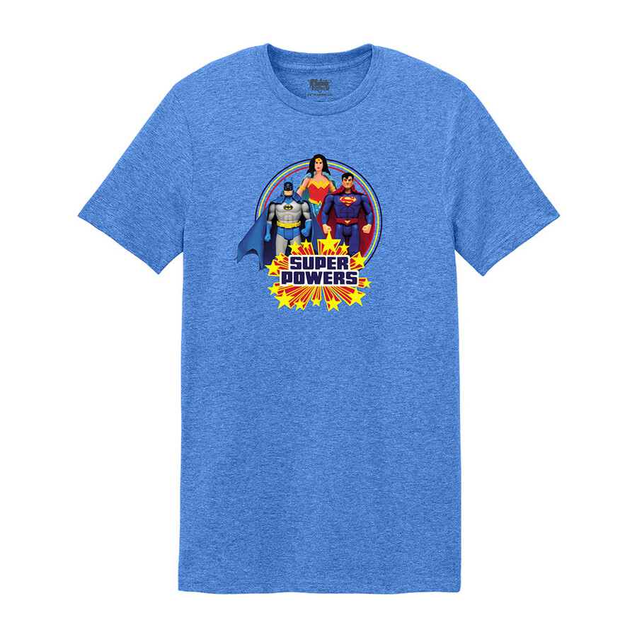 camiseta dc super powers superhero icons azul rey jaspeado exclusiva de mts