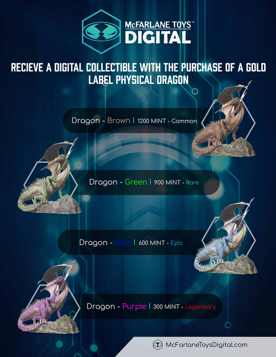 mcfarlanes dragons - serie 8 eternal clan gold label exclusiva con coleccionable digital