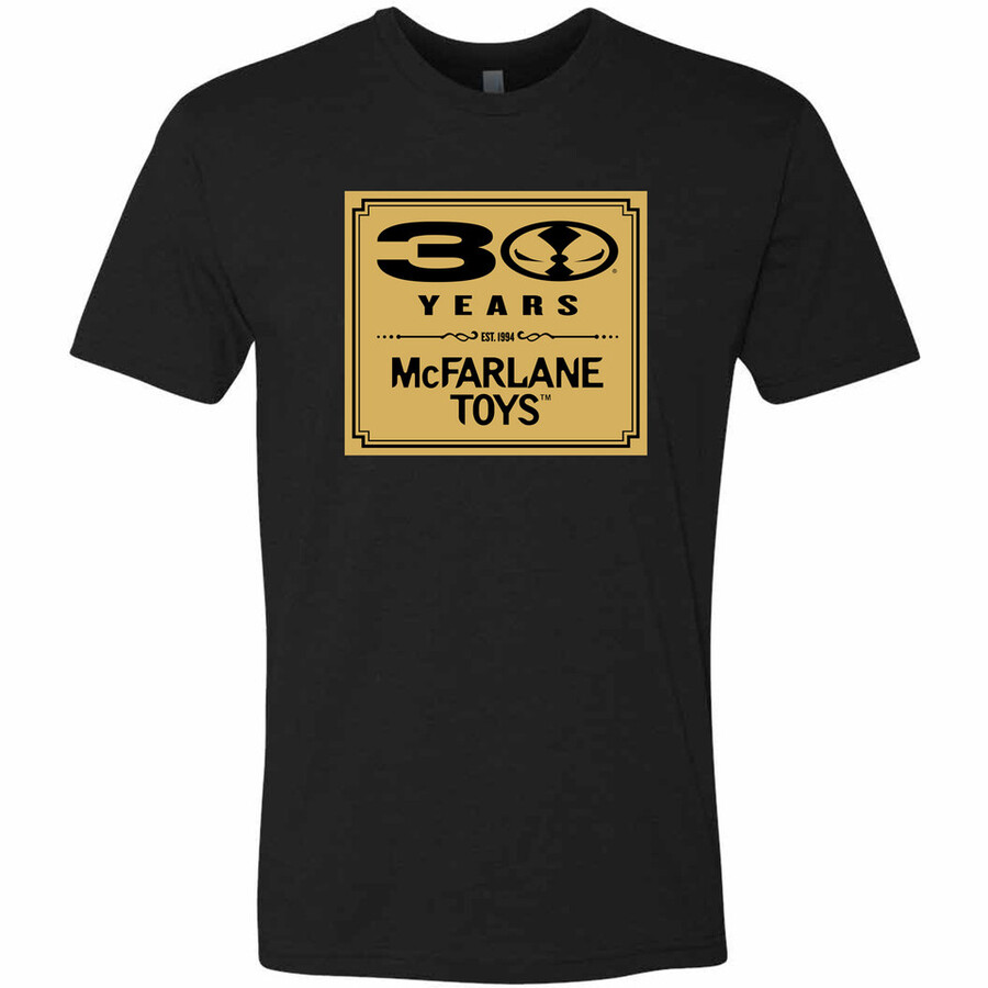 camiseta exclusiva dorada y negra del 30.º aniversario de mcfarlane toys
