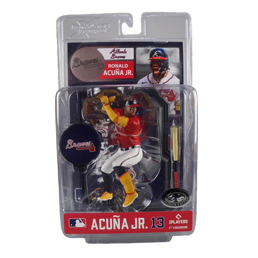 paquete mlb de ronald acuña jr. atlanta braves 2 figuras chase de 7 regular y platino mcfarlanes sportspicks