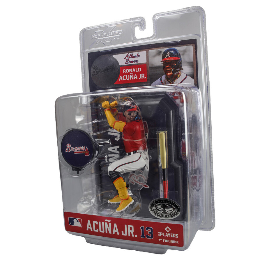 paquete mlb de ronald acuña jr. atlanta braves 2 figuras chase de 7 regular y platino mcfarlanes sportspicks