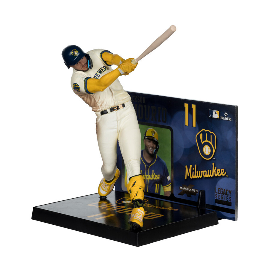 paquete mlb de jackson chourio cerveceros de milwaukee 2 figuras chase de 7 regulares y platino mcfarlanes sportspicks