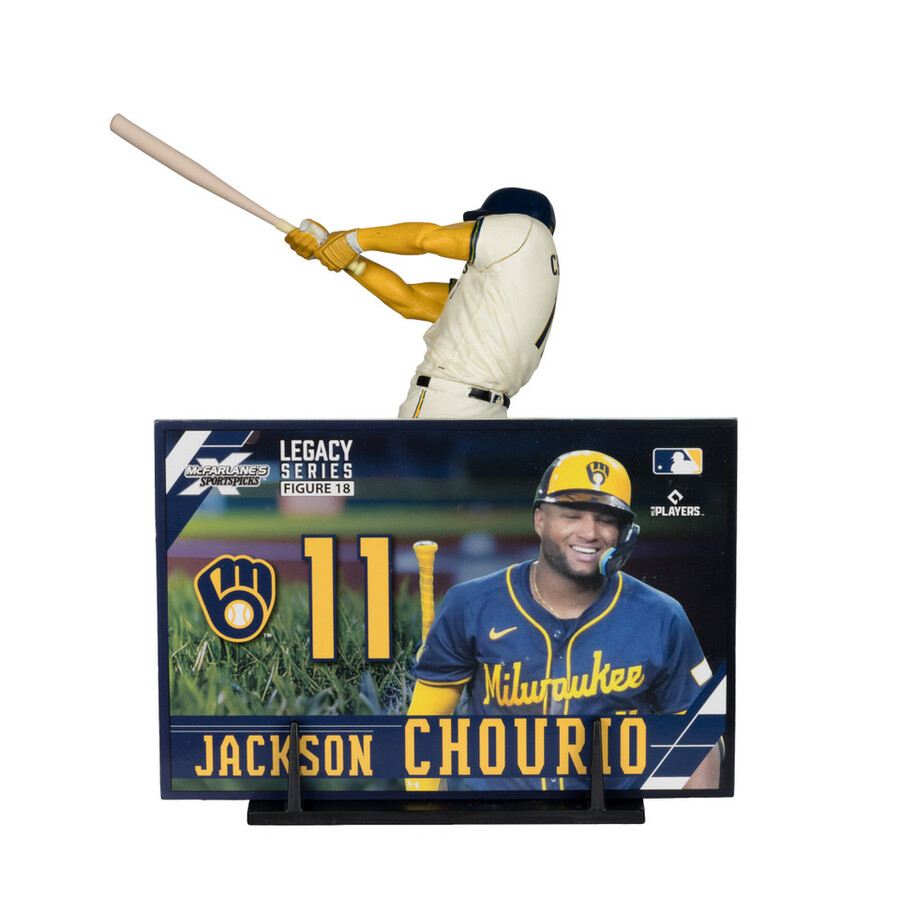 paquete mlb de jackson chourio cerveceros de milwaukee 2 figuras chase de 7 regulares y platino mcfarlanes sportspicks