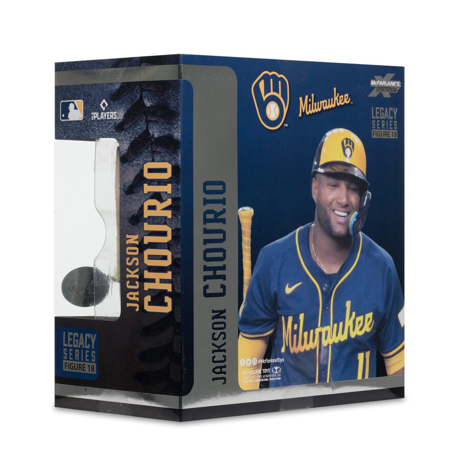 paquete mlb de jackson chourio cerveceros de milwaukee 2 figuras chase de 7 regulares y platino mcfarlanes sportspicks