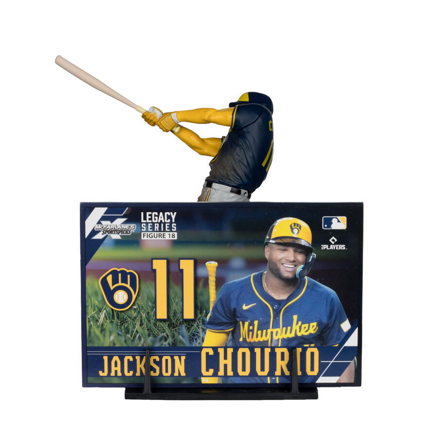 paquete mlb de jackson chourio cerveceros de milwaukee 2 figuras chase de 7 regulares y platino mcfarlanes sportspicks
