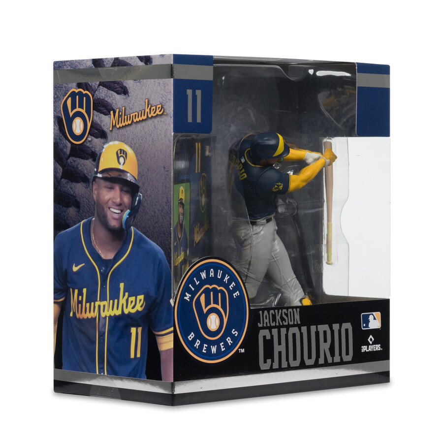 paquete mlb de jackson chourio cerveceros de milwaukee 2 figuras chase de 7 regulares y platino mcfarlanes sportspicks