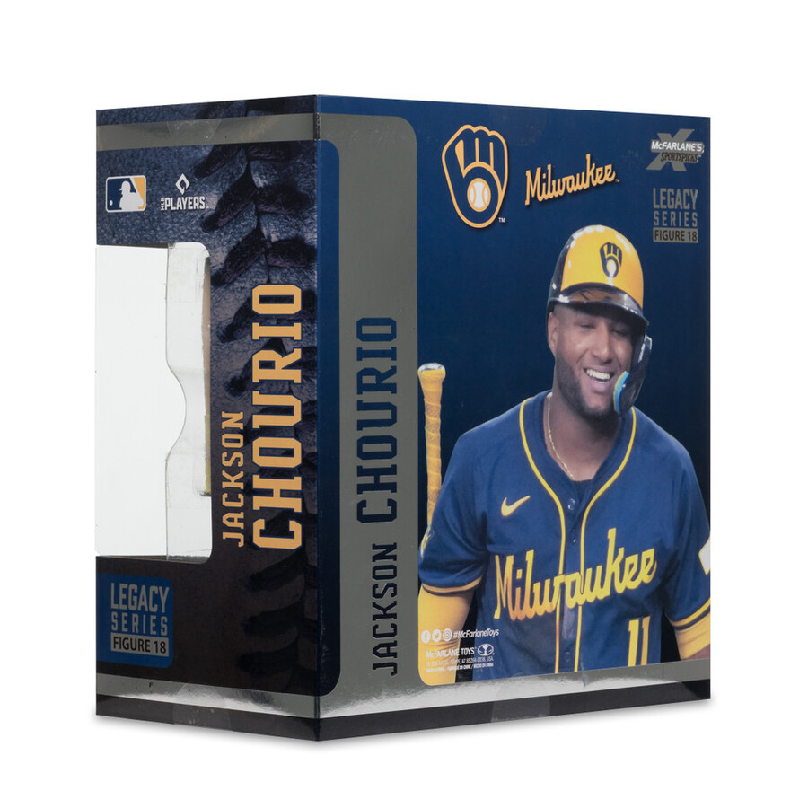 paquete mlb de jackson chourio cerveceros de milwaukee 2 figuras chase de 7 regulares y platino mcfarlanes sportspicks