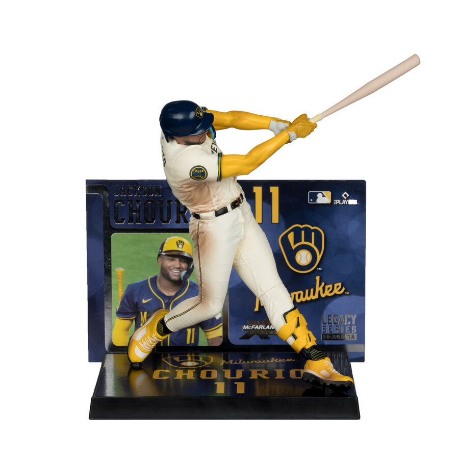 paquete mlb de jackson chourio cerveceros de milwaukee 2 figuras chase de 7 regulares y platino mcfarlanes sportspicks