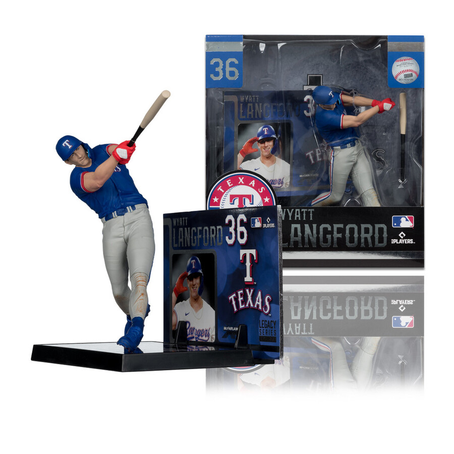 figura de 7 de wyatt langford texas rangers de la mlb. selecciones deportivas de mcfarlane.