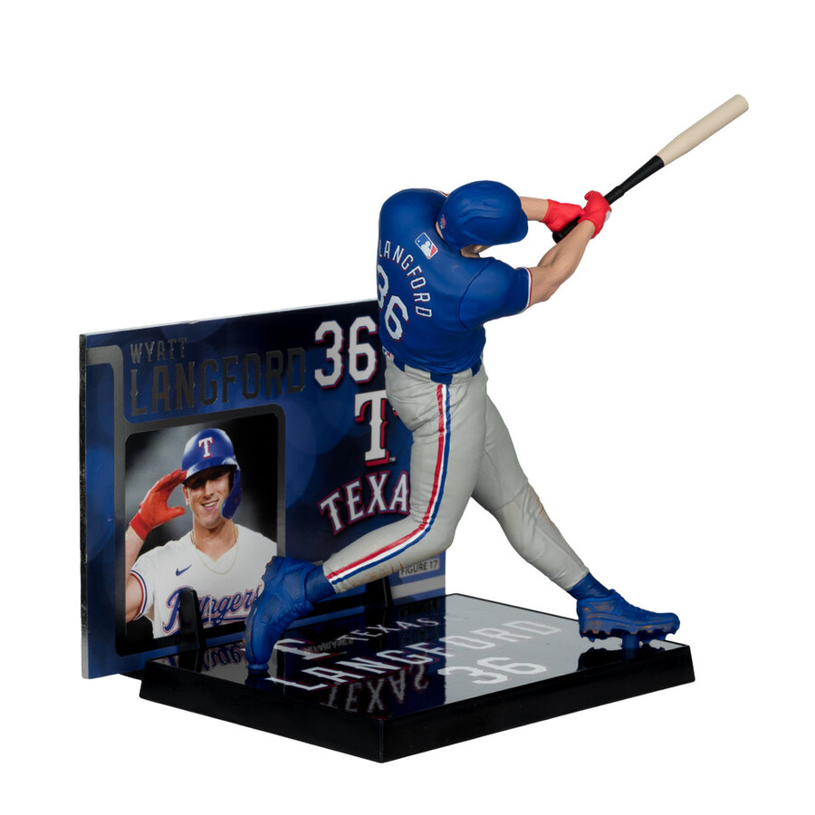 figura de 7 de wyatt langford texas rangers de la mlb. selecciones deportivas de mcfarlane.