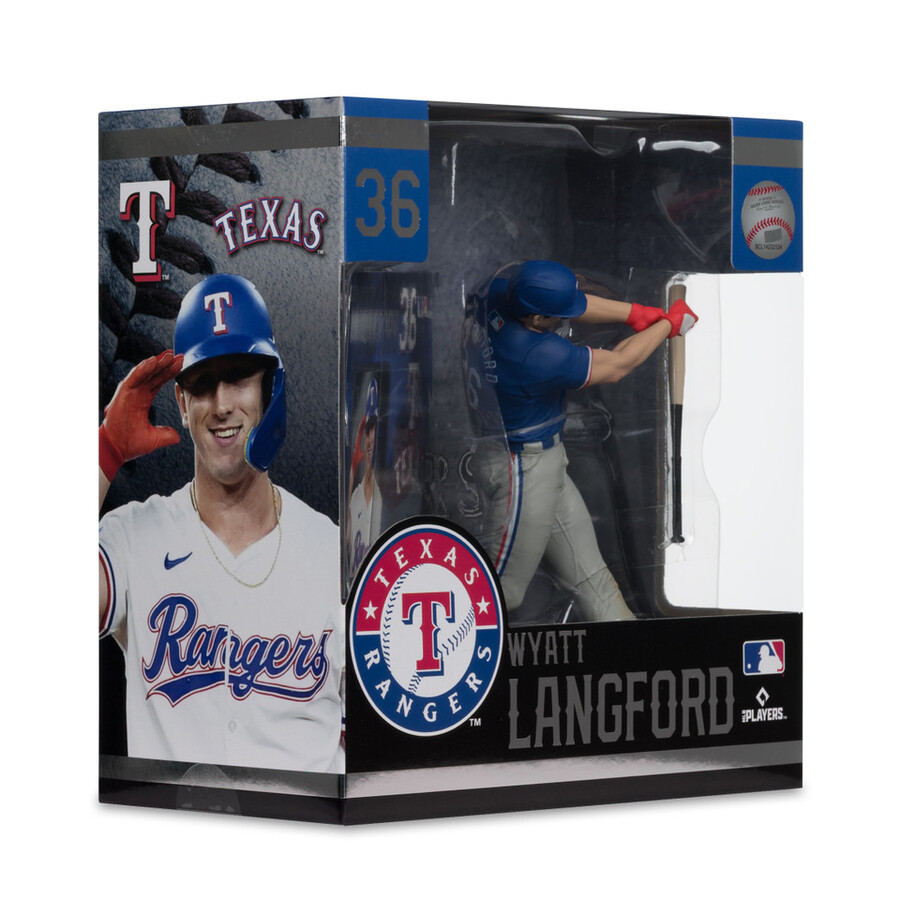 figura de 7 de wyatt langford texas rangers de la mlb. selecciones deportivas de mcfarlane.