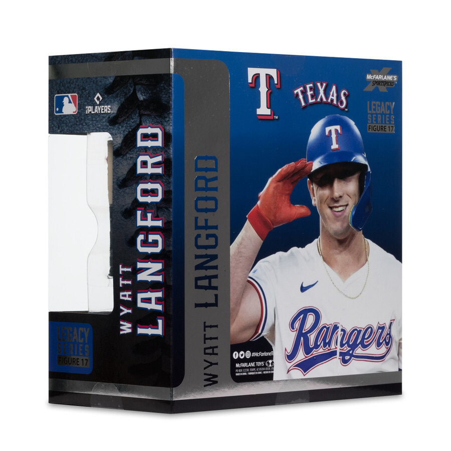 figura de 7 de wyatt langford texas rangers de la mlb. selecciones deportivas de mcfarlane.