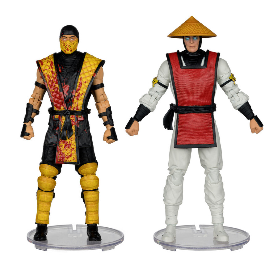 figuras de 18 cm de scorpion vs. raiden mortal kombat klásico paquete de 2