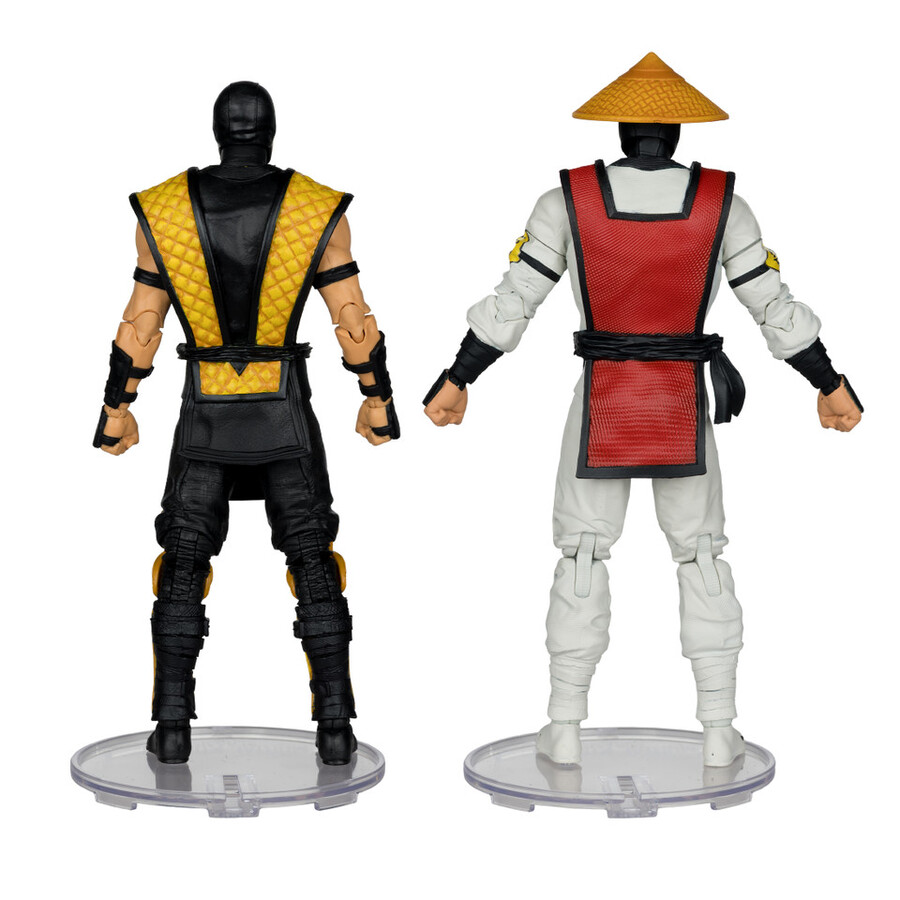figuras de 18 cm de scorpion vs. raiden mortal kombat klásico paquete de 2