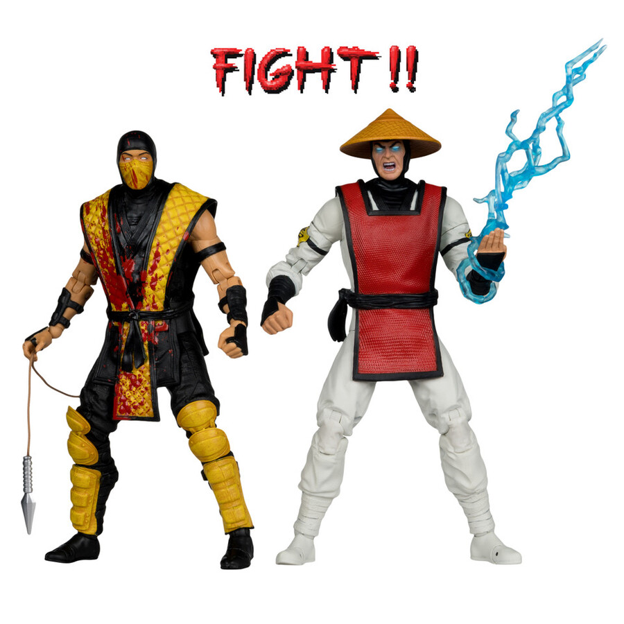 figuras de 18 cm de scorpion vs. raiden mortal kombat klásico paquete de 2