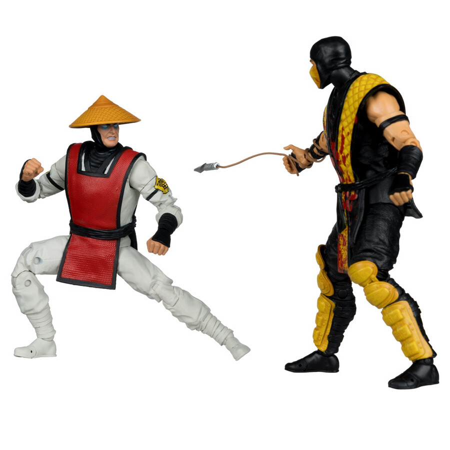 figuras de 18 cm de scorpion vs. raiden mortal kombat klásico paquete de 2