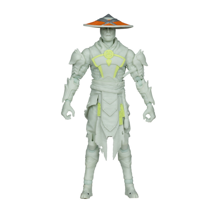 figura de raiden mortal kombat edición glow in the dark gold label de 7