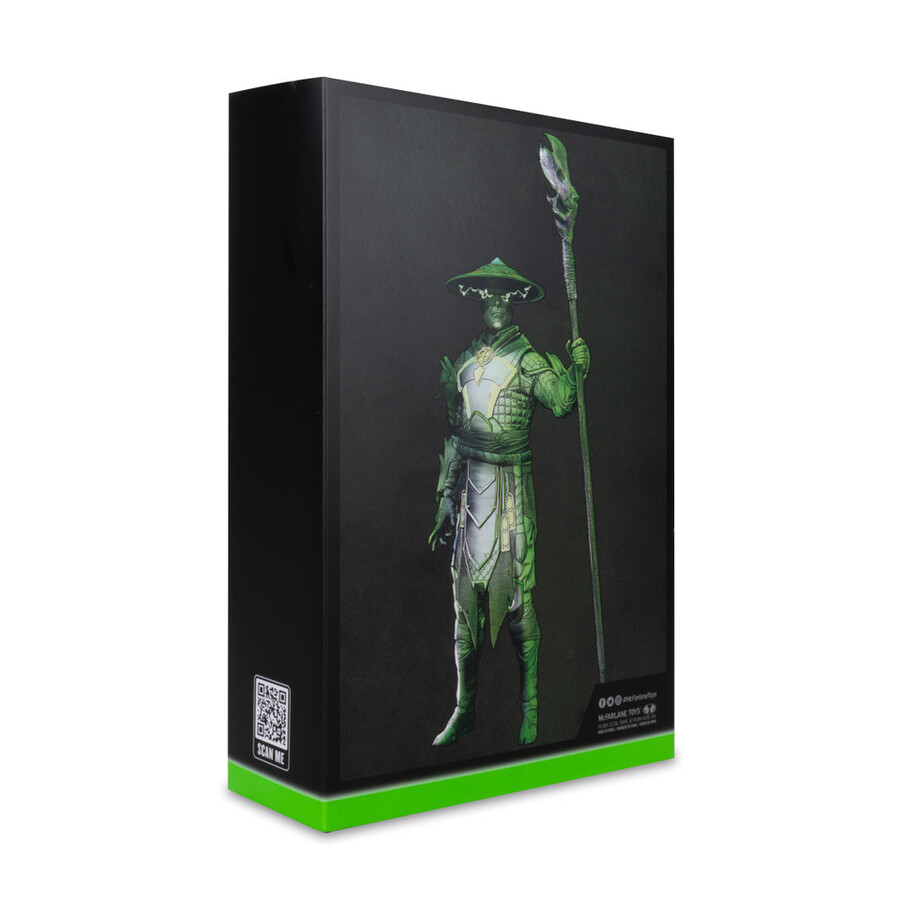 figura de raiden mortal kombat edición glow in the dark gold label de 7