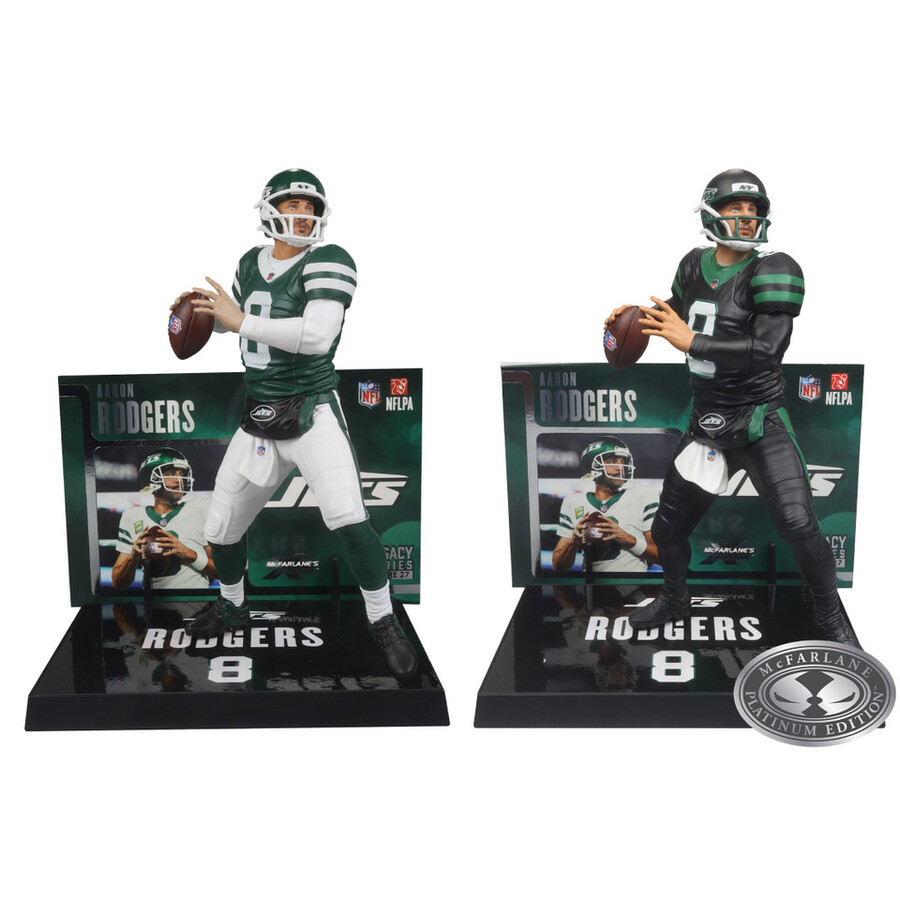 paquete nfl aaron rodgers new york jets 2 figuras chase de 7 regular y platino mcfarlanes sportspicks