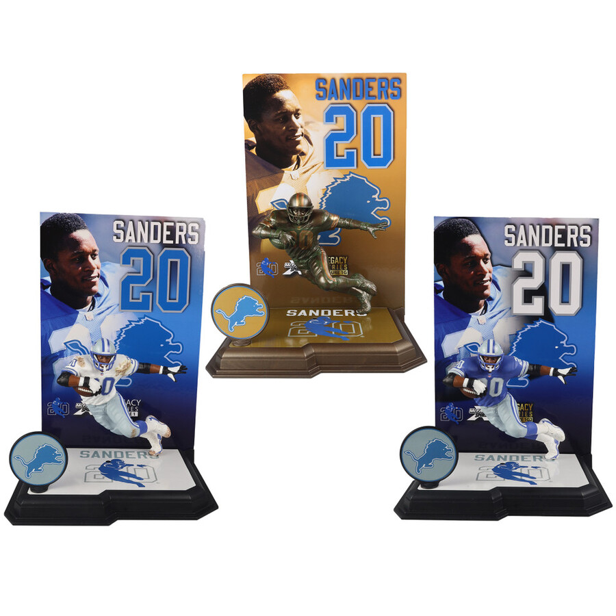 paquete de barry sanders detroit lions con etiquetas doradas 3 figuras nfl de 7