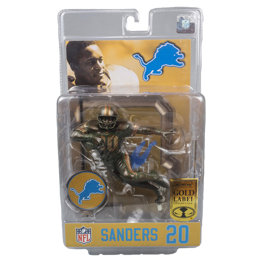 paquete de barry sanders detroit lions con etiquetas doradas 3 figuras nfl de 7