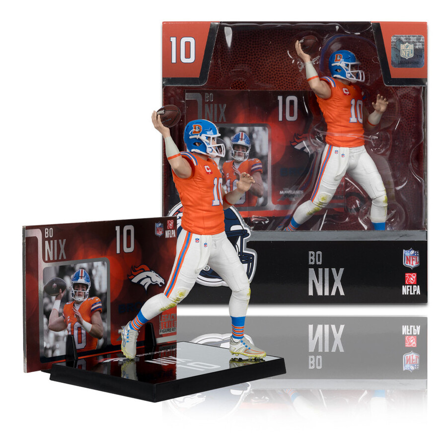 figura de 18 cm de bo nix con camiseta clásica denver broncos de la nfl mcfarlanes sportspicks