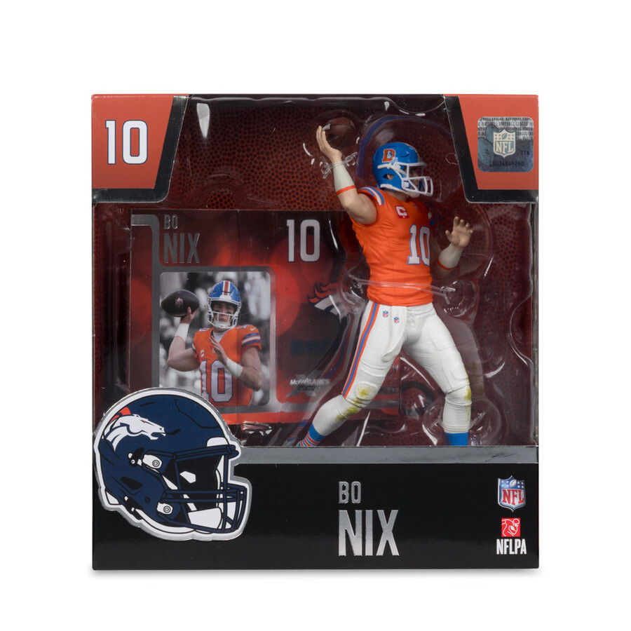 figura de 18 cm de bo nix con camiseta clásica denver broncos de la nfl mcfarlanes sportspicks