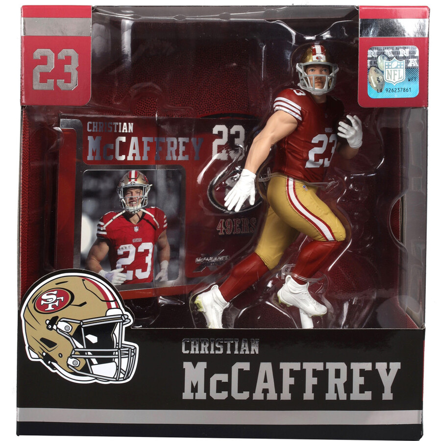 christian mccaffrey san francisco 49ers paquete nfl 2 figuras chase de 7 regular y platino mcfarlanes sportspicks