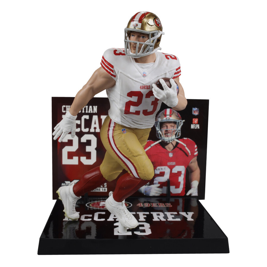 christian mccaffrey san francisco 49ers paquete nfl 2 figuras chase de 7 regular y platino mcfarlanes sportspicks