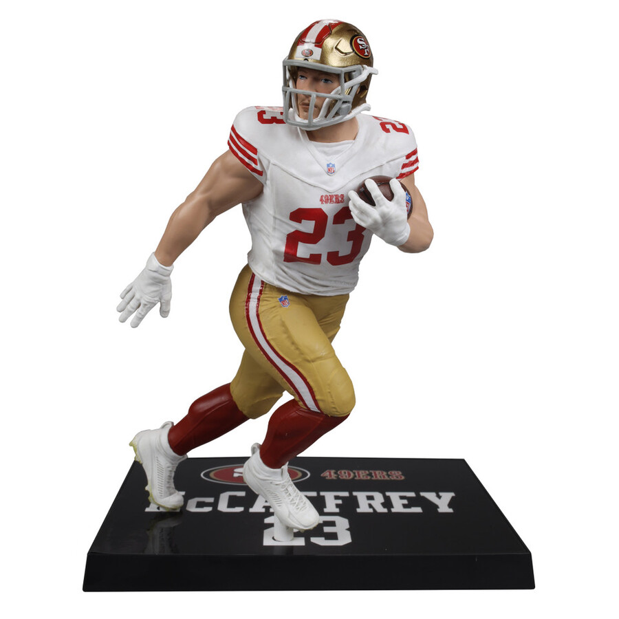 christian mccaffrey san francisco 49ers paquete nfl 2 figuras chase de 7 regular y platino mcfarlanes sportspicks