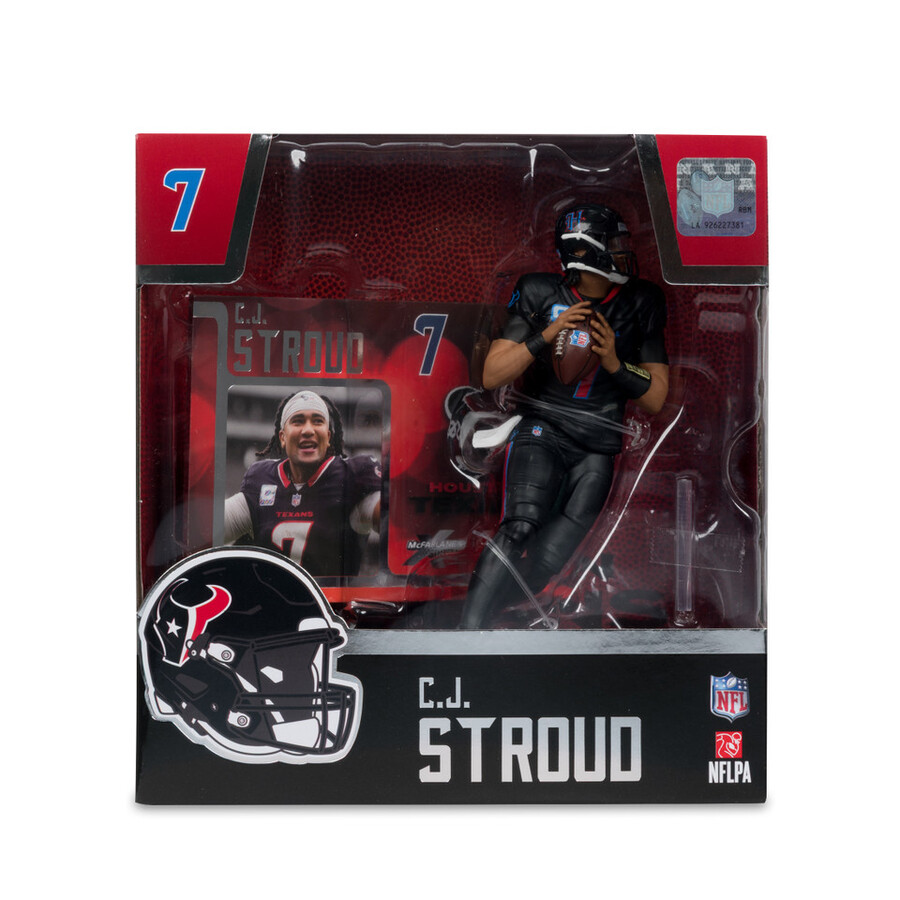 figura de 18 cm de la nfl de cj stroud con camiseta alternativa houston texans - mcfarlanes sportspicks