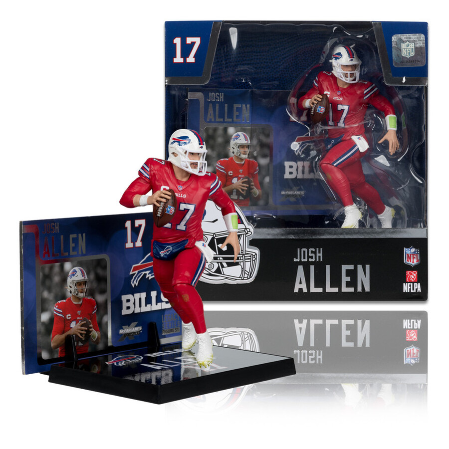 figura de 18 cm de josh allen con camiseta roja rush buffalo bills de la nfl. mcfarlanes sportspicks.