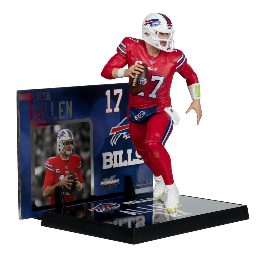 figura de 18 cm de josh allen con camiseta roja rush buffalo bills de la nfl. mcfarlanes sportspicks.