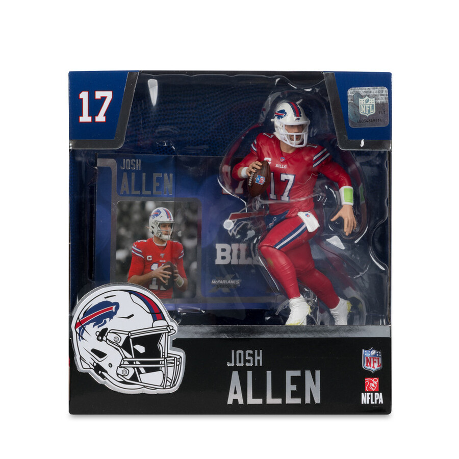 figura de 18 cm de josh allen con camiseta roja rush buffalo bills de la nfl. mcfarlanes sportspicks.