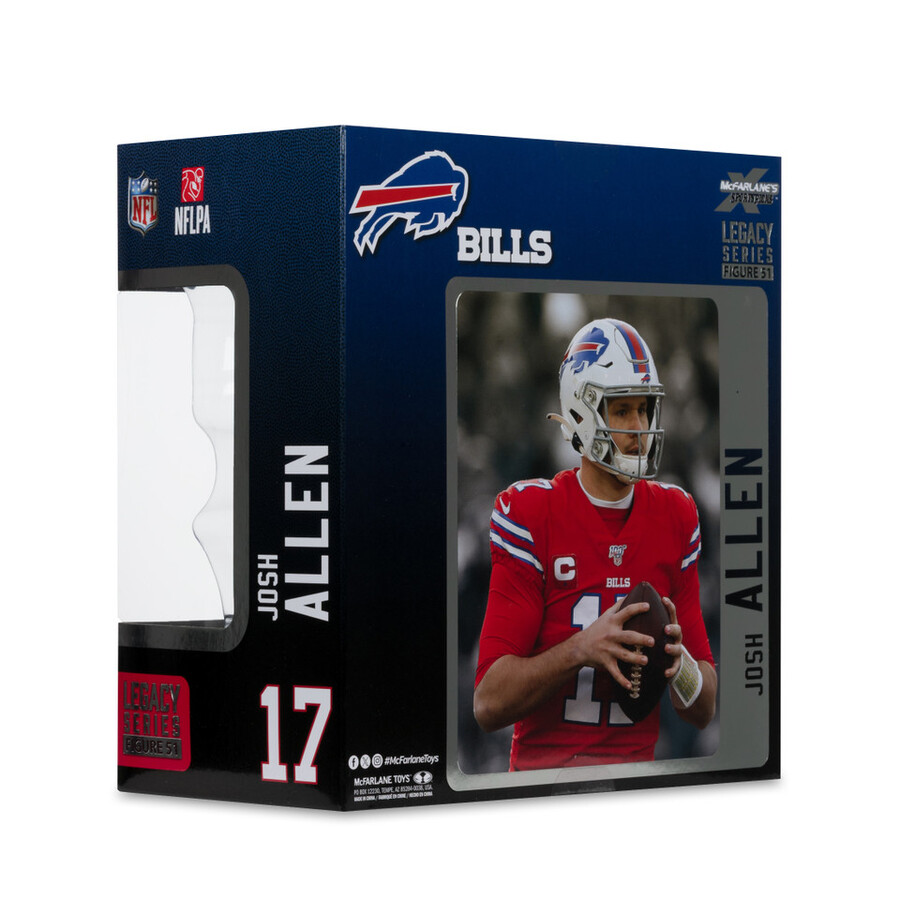 figura de 18 cm de josh allen con camiseta roja rush buffalo bills de la nfl. mcfarlanes sportspicks.