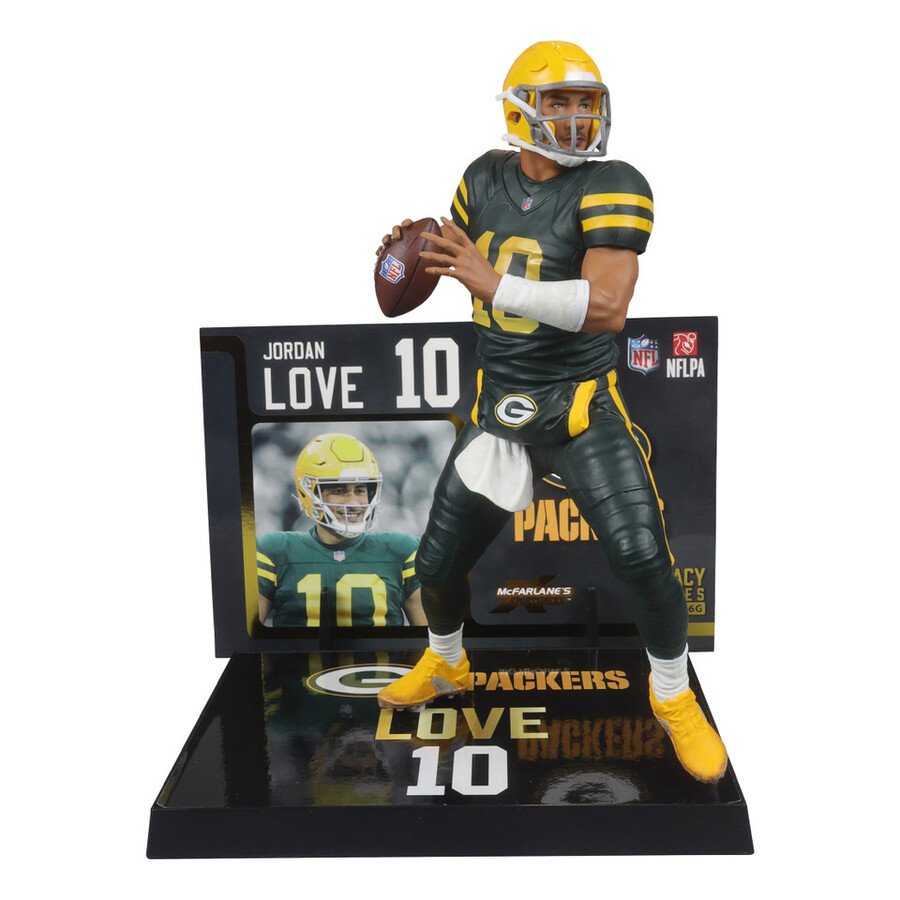 jordan love con camiseta clásica de uniforme green bay packers figura gold label nfl de 18 cm mcfarlanes sportspicks