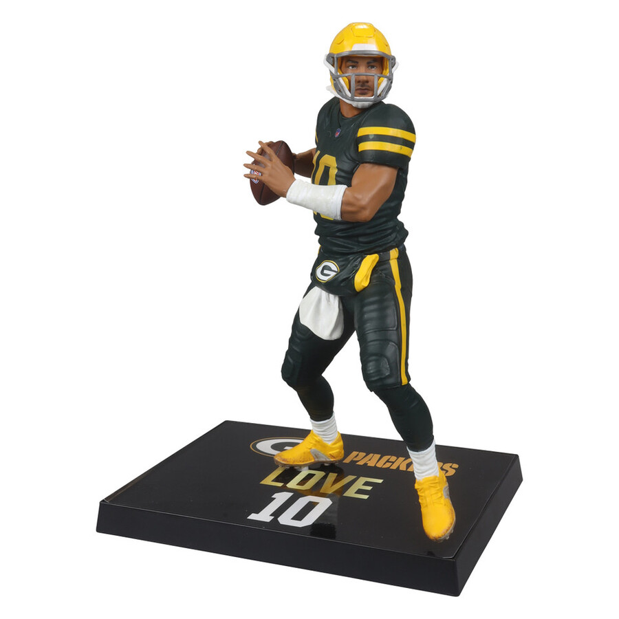 jordan love con camiseta clásica de uniforme green bay packers figura gold label nfl de 18 cm mcfarlanes sportspicks