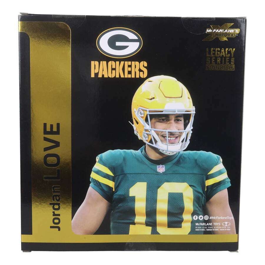 jordan love con camiseta clásica de uniforme green bay packers figura gold label nfl de 18 cm mcfarlanes sportspicks