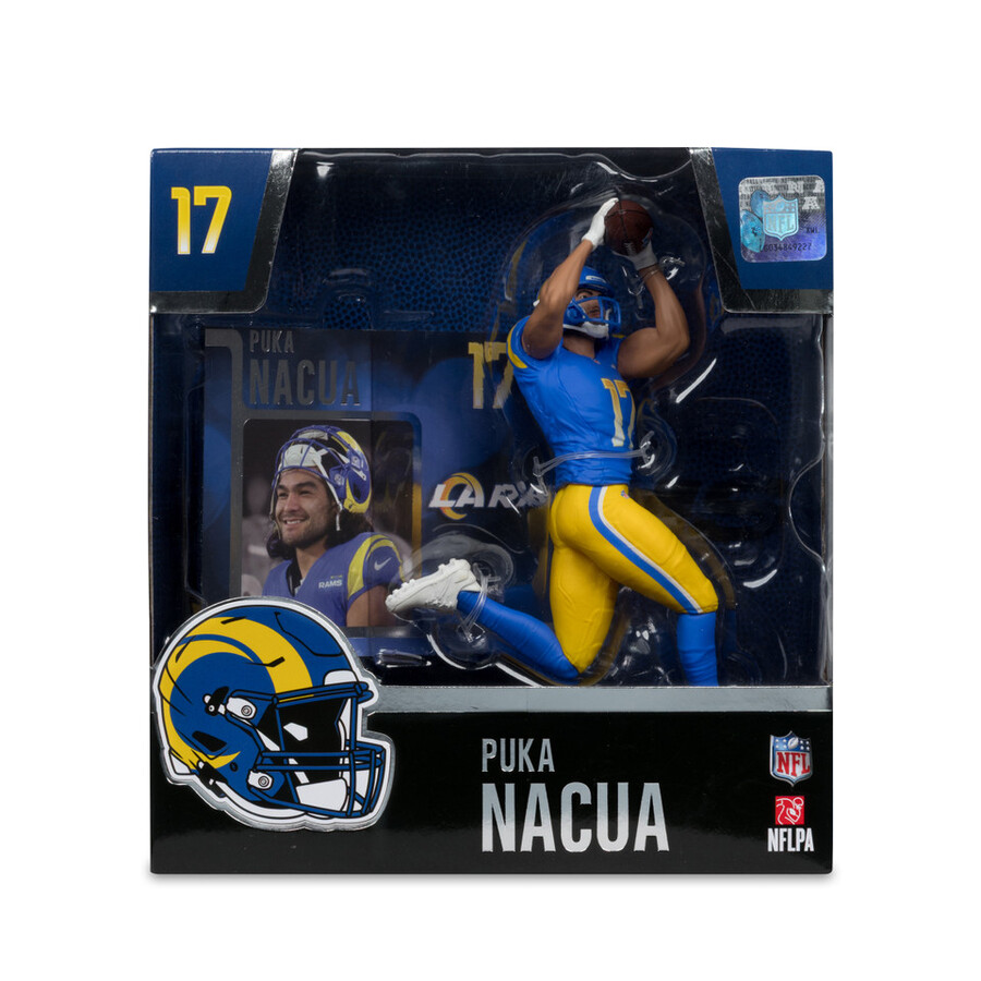 figura de 18 cm de puka nacua los angeles rams nfl - mcfarlanes sportspicks