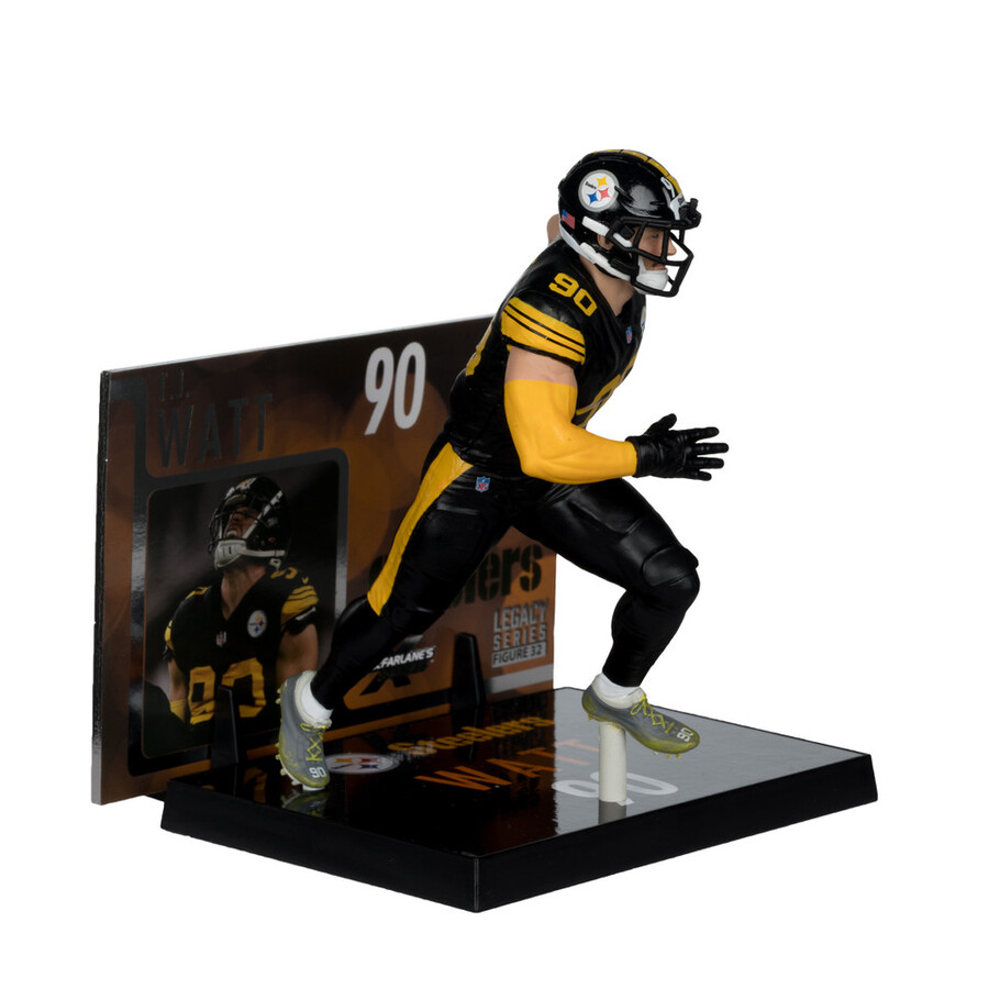 figura de 18 cm de tj watt con uniforme de los pittsburgh steelers fútbol de la nfl. mcfarlanes sportspicks.