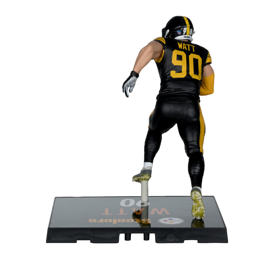 figura de 18 cm de tj watt con uniforme de los pittsburgh steelers fútbol de la nfl. mcfarlanes sportspicks.
