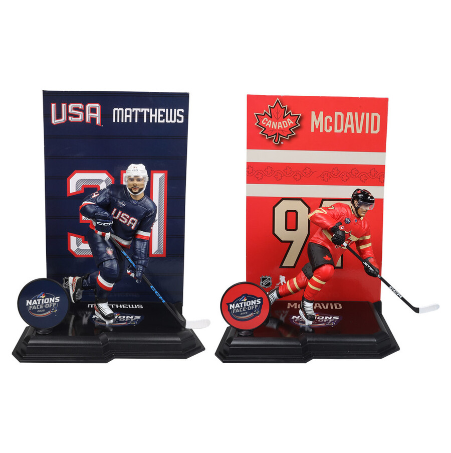 paquete de las cuatro naciones de la nhl legacy series n.º 16-17 matthews y mcdavid 2 figuras de 7