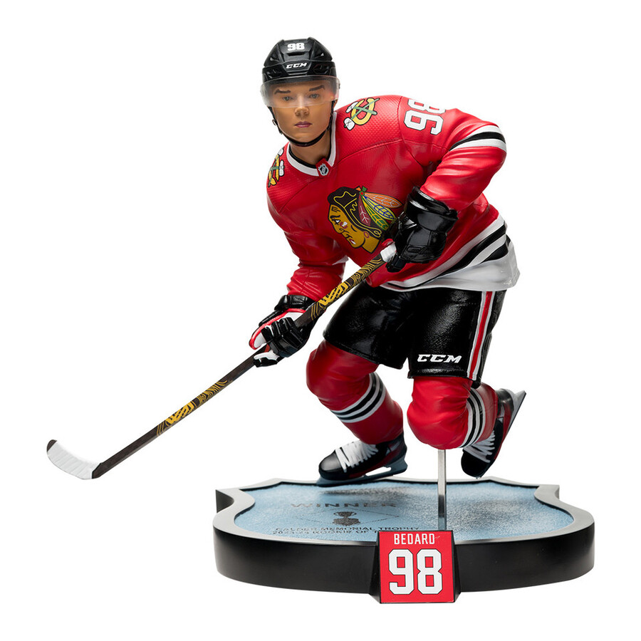 estatua de resina de connor bedard chicago blackhawks de la nhl a escala 16