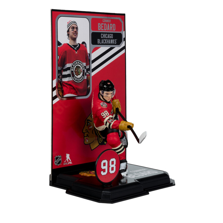 figura de connor bedard chicago blackhawks con camiseta del clásico de invierno de la nhl de 7 pulgadas mcfarlanes sportspicks