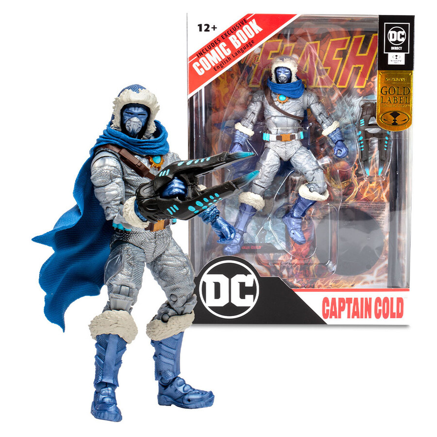 figura gold label de 7 del capitán frío con flash comic dc page punchers exclusiva de mcfarlane toys store.