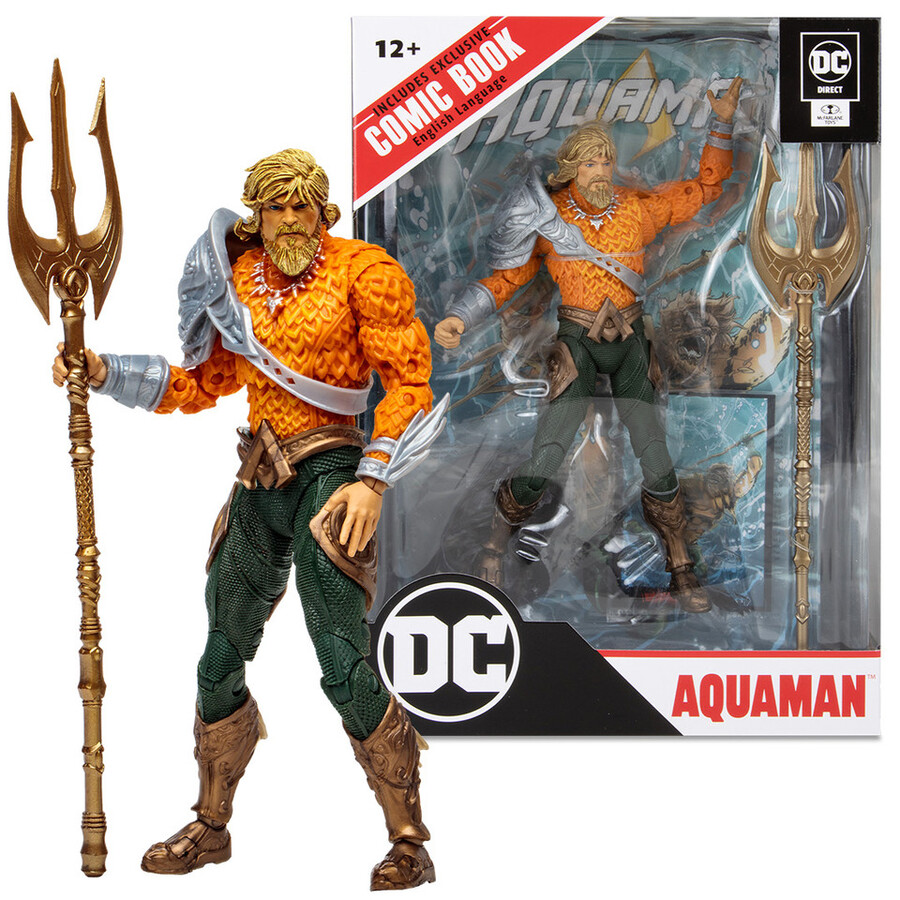 figura de aquaman con cómic dc page punchers de 7