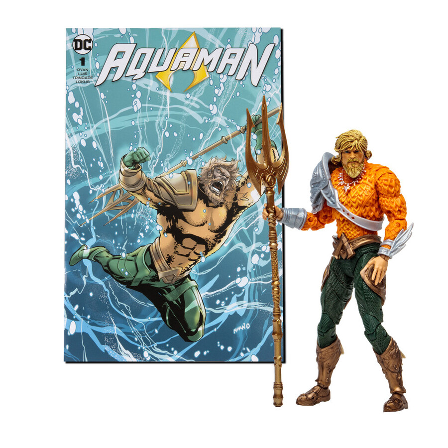 figura de aquaman con cómic dc page punchers de 7